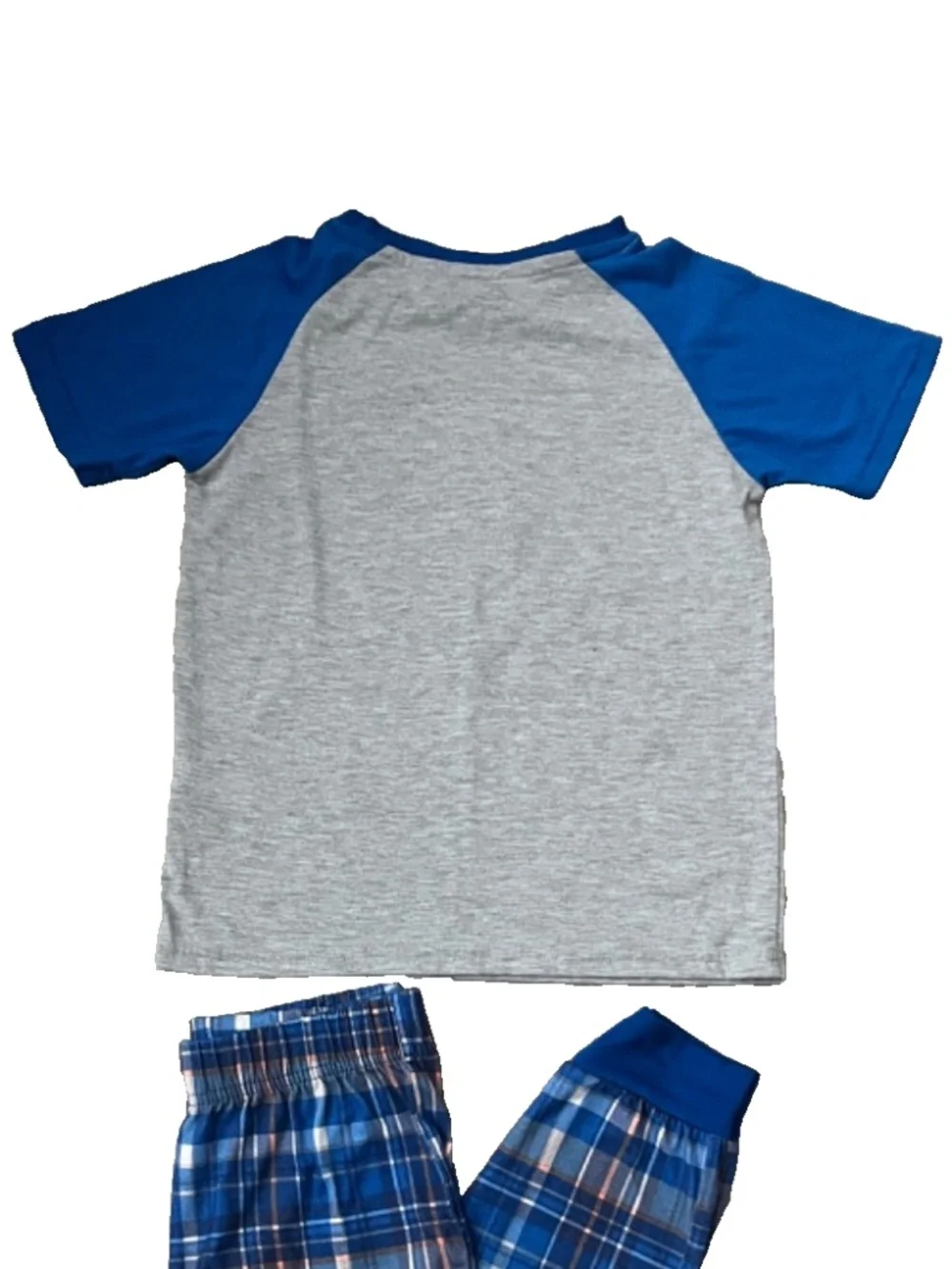 Sleep On It Boys Blue Baseball Top & Plaid Pajama Pants Set Size 6/7